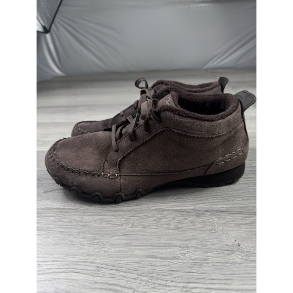 Skechers Chelsea Boots Womens 9.5 Bikers Lineage Round Toe Laced Up Casual Brown - Picture 3 of 11